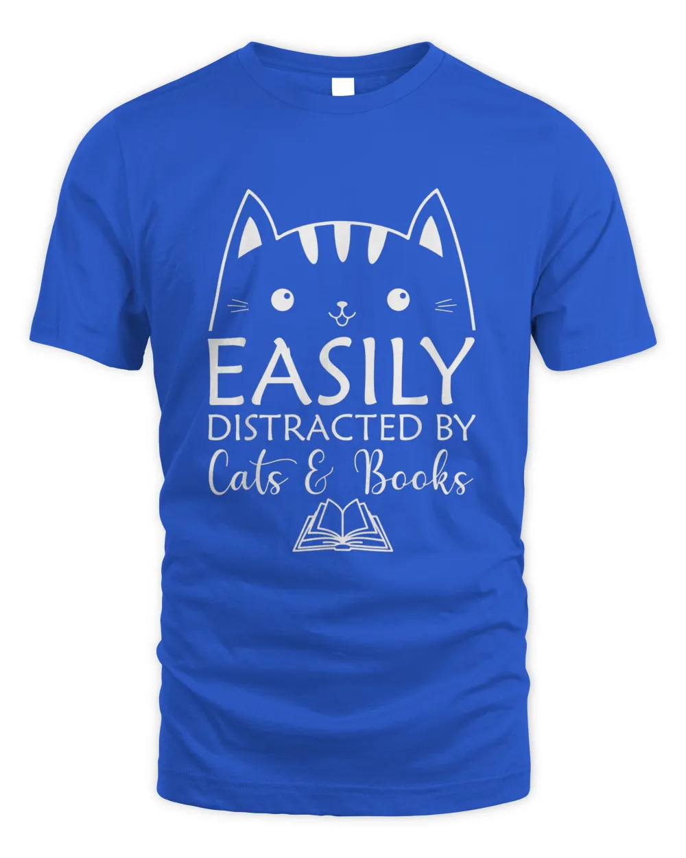 Easily Distracted Cats And Books Funny Cat Lovers Librarian T-shirt