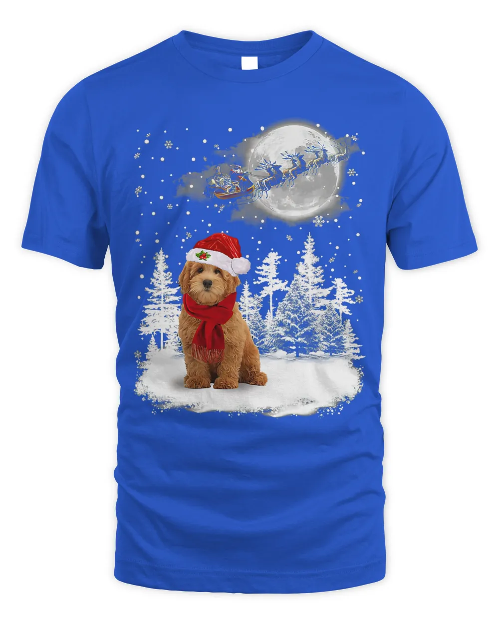 Goldendoodle Dog Under Moonlight Snow Christmas Pajama 7