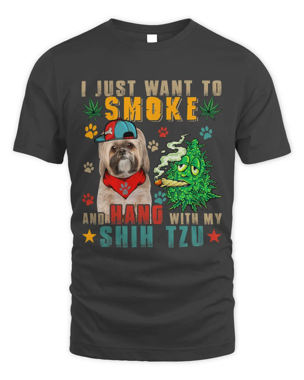 Vintage Smoke And Hang With My Shih Tzu Funny Smoker Weed