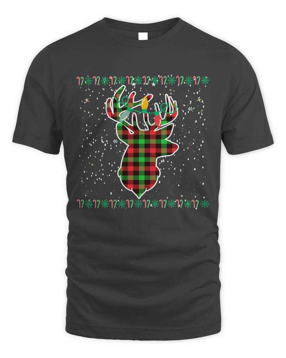 Deer Red Green Buffalo Plaid Deer Head Reindeer Christmas Pajama 39