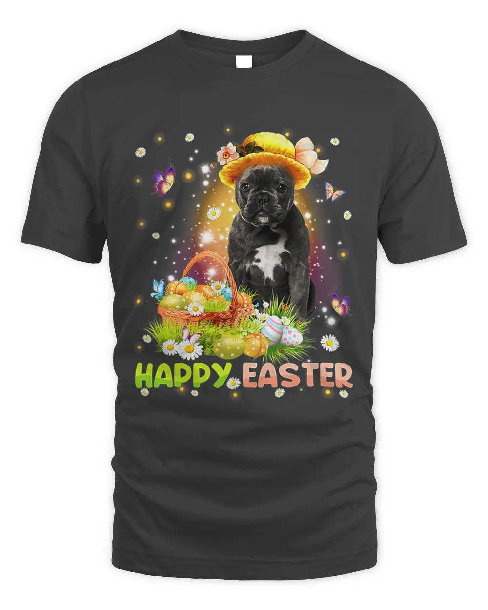 Happy Easter Cute Bunny Dog French Bulldog Eggs Basket Funny