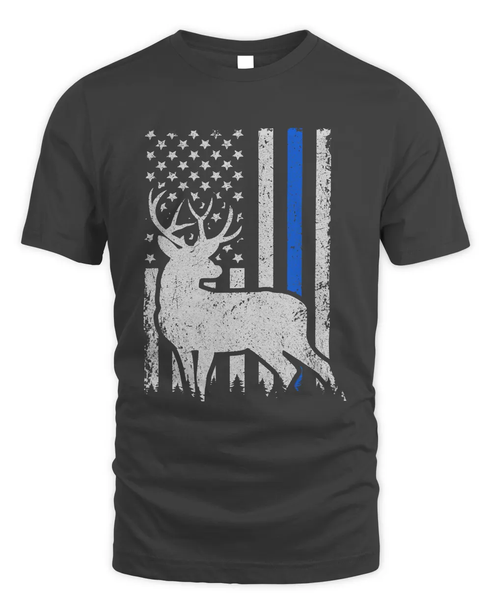 Patriotic Law Enforcement Blue Line Flag Deer Hunting