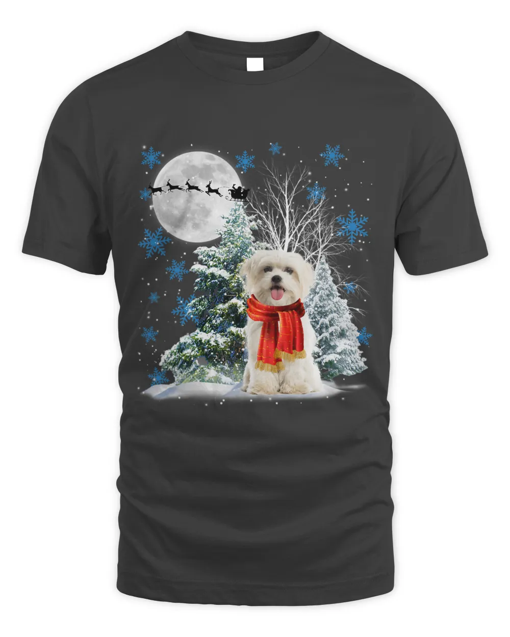 Maltese Under Moonlight Snow Christmas Pajama 81