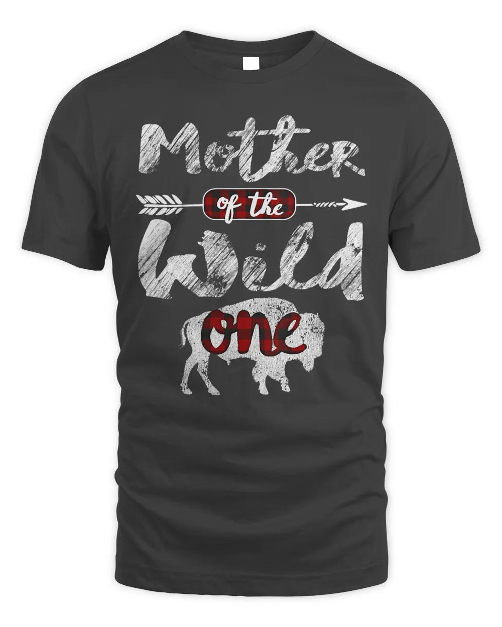 Womens Mother of the Wild One Shirt American Bison Buffalo Plaid V-Neck T-Shirt