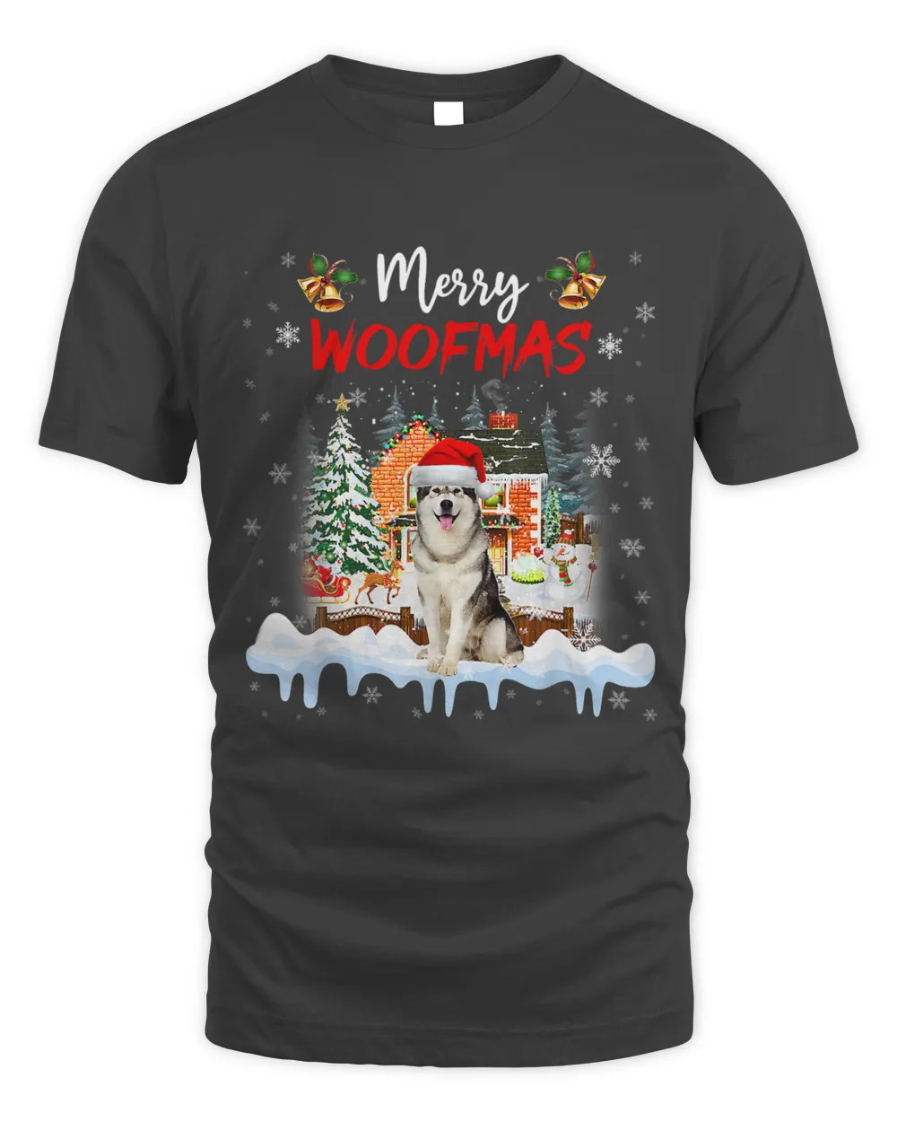 Merry Woofmas Alaskan Malamute Christmas Tree Dog Lover Xmas 107