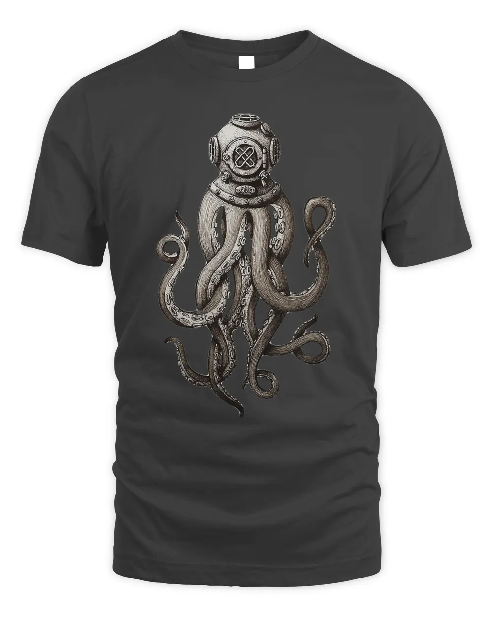 Retro SCUBA Diver Weird Octopus Design, Octopus Helmet T-Shirt