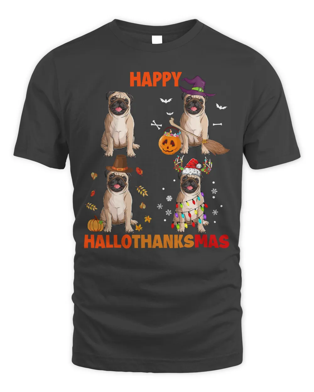 Pug Lover Happy Hallothanksmas Thanksgiving Xmas Halloween 215 Pugs Dog