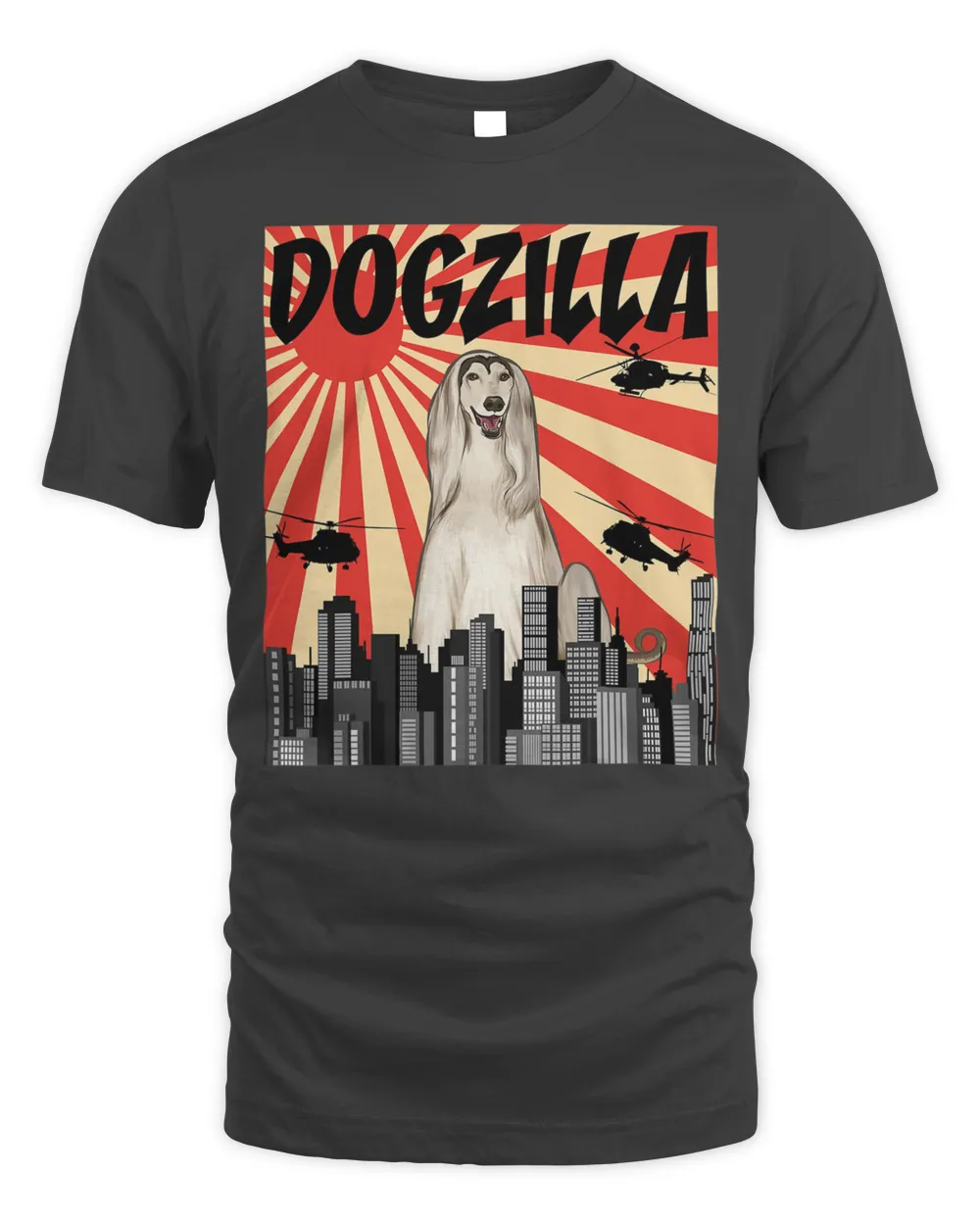 Funny Retro Japanese Dogzilla Afghan Hound T-Shirt
