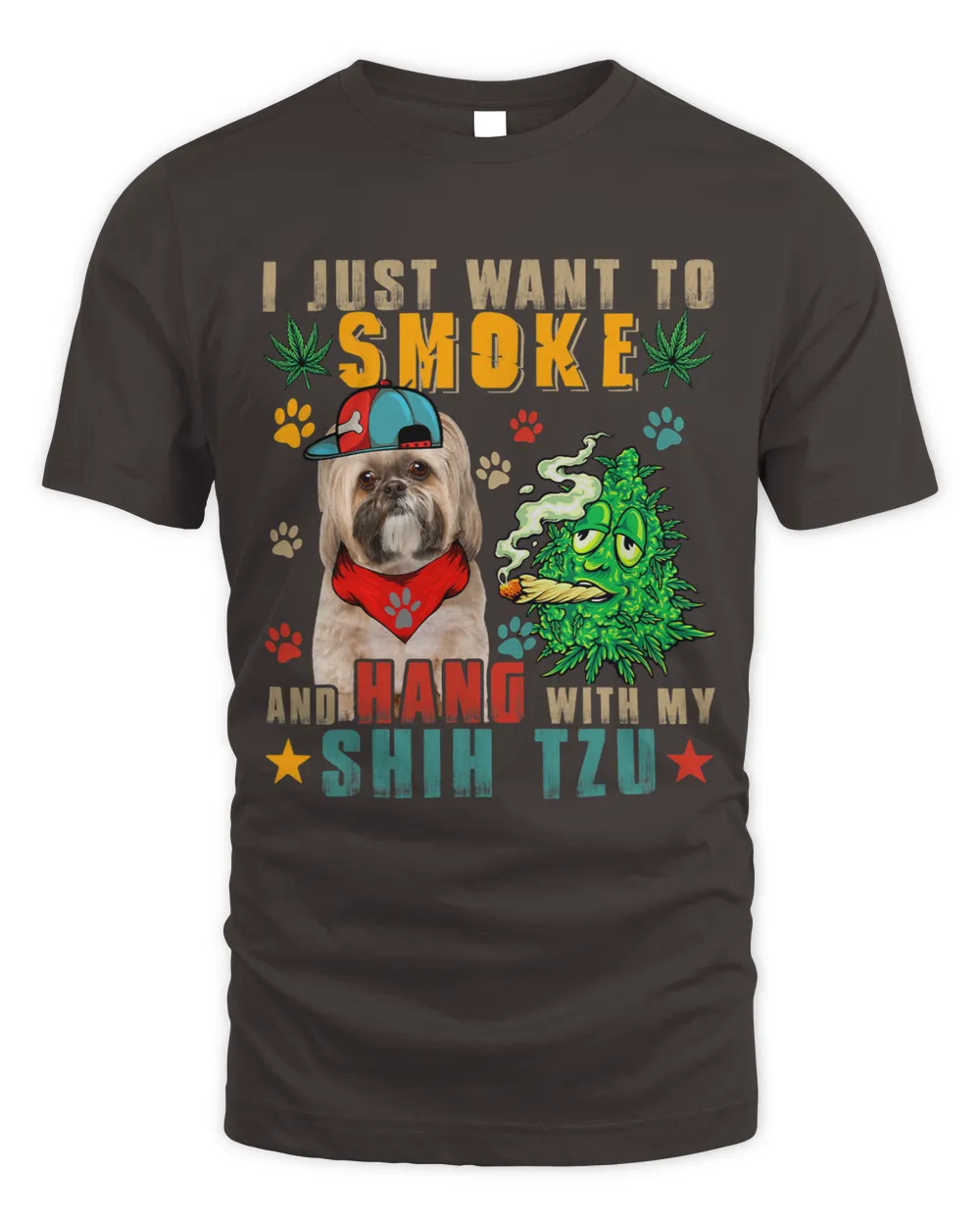 Vintage Smoke And Hang With My Shih Tzu Funny Smoker Weed
