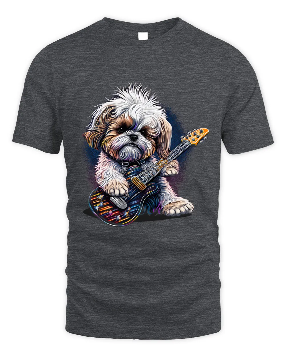 Shih Tzu dog Playing Electric Guitar Rock 1