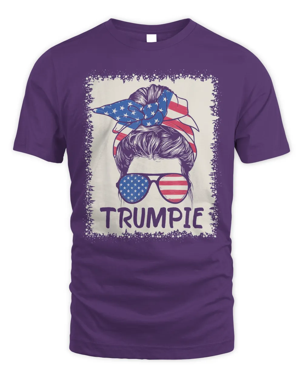 Trumpie Anti Biden Bleached Messy Bun American Flag Trumpie Shirt