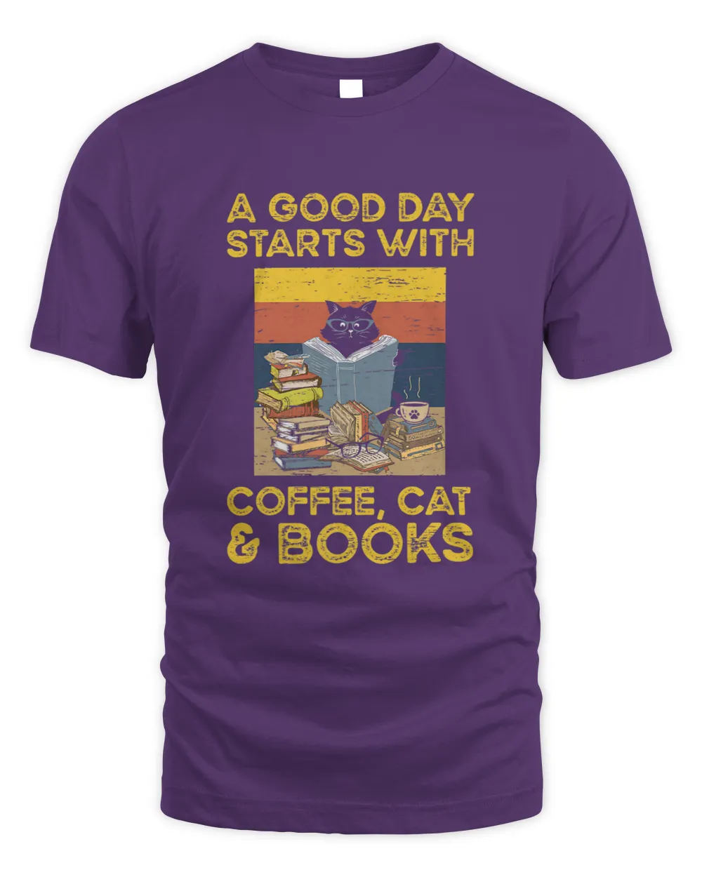 A Good Day Starts With Coffee Cat And Books Library Reader Premium T-shirt