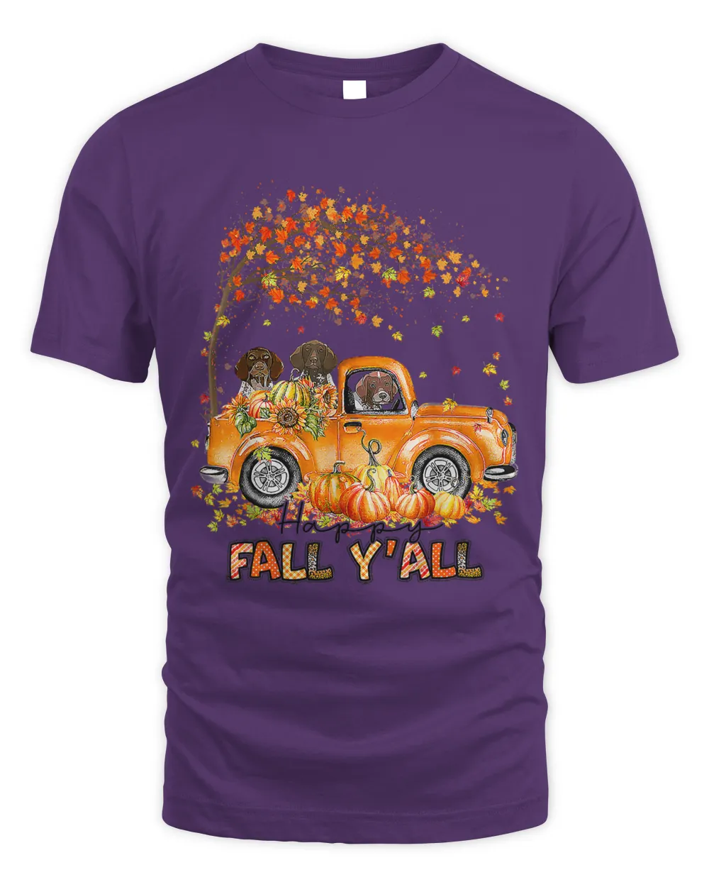 Happy Fall Yall German Shorthaired Riding Truck Pumpkin143