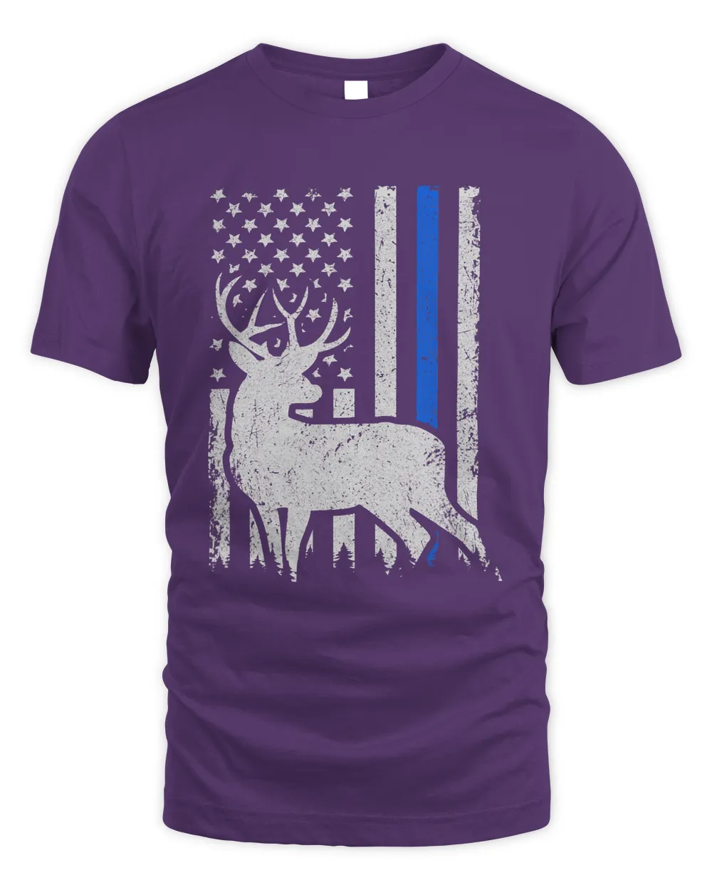 Patriotic Law Enforcement Blue Line Flag Deer Hunting