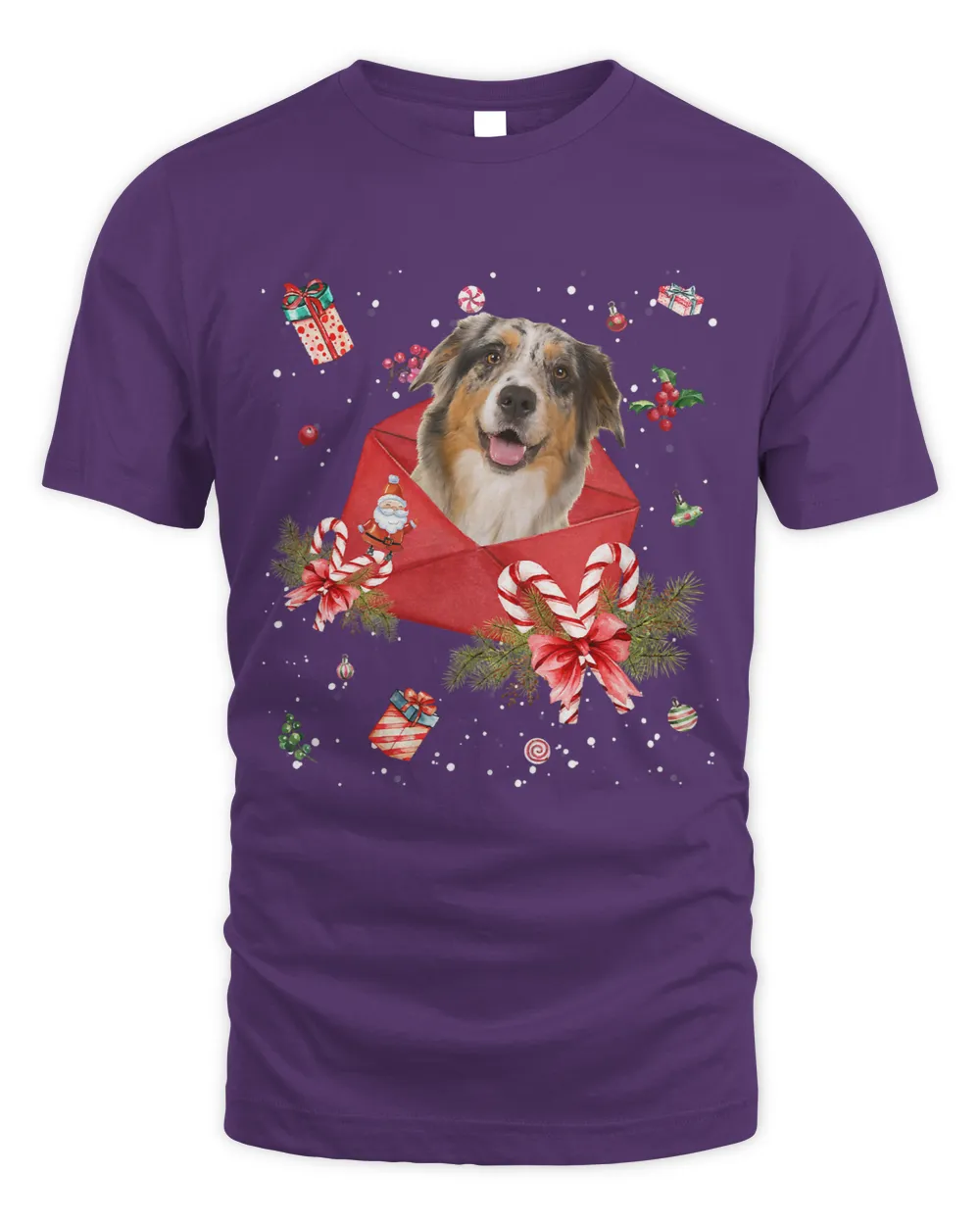 Aussie Dog In Christmas Card Ornament Pajama Xmas408