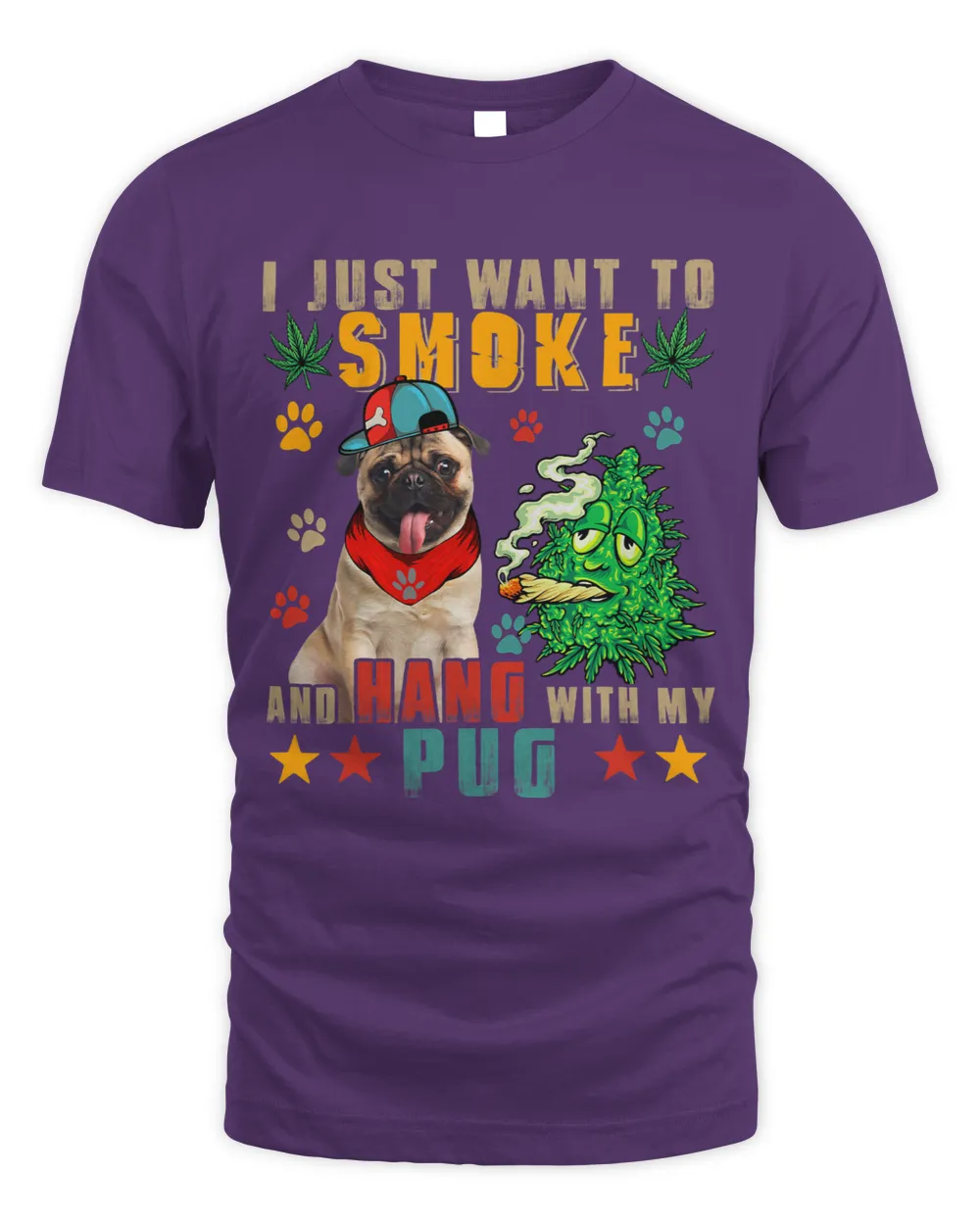 Vintage Smoke And Hang With My Pug Funny Smoker Weed