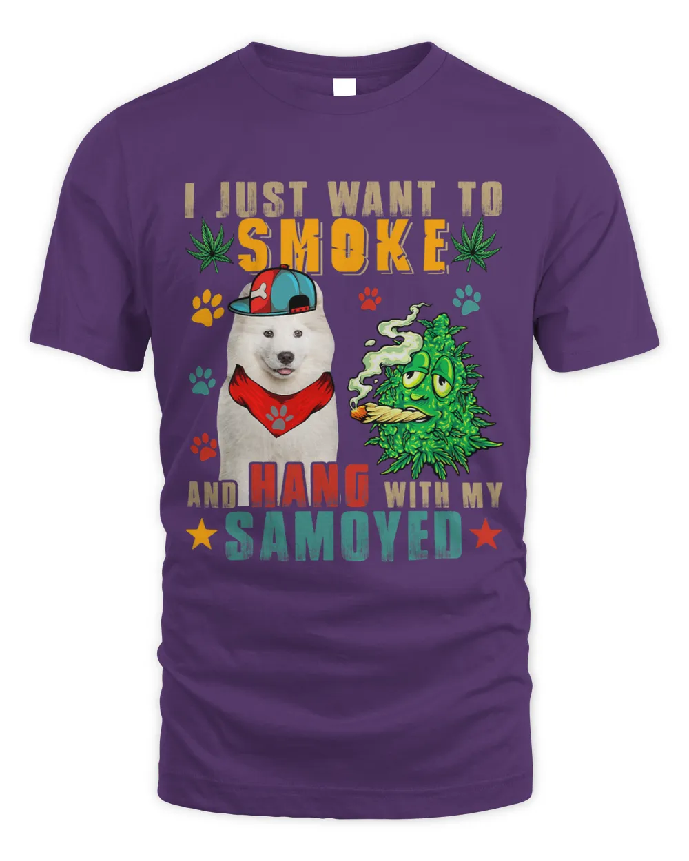 Vintage Smoke And Hang With My Samoyed Funny Smoker Weed