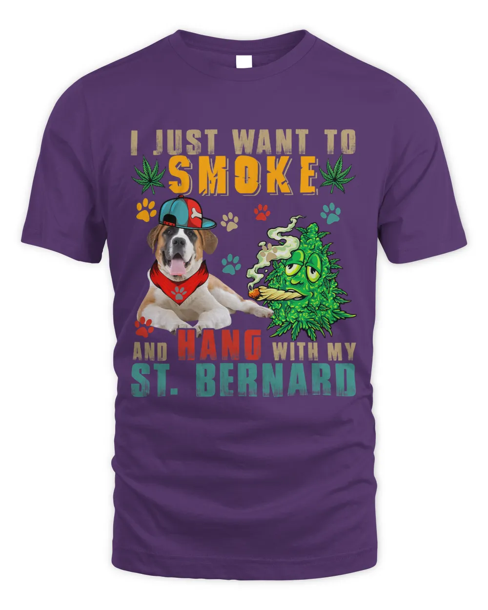 Vintage Smoke And Hang With My St. Bernard Funny Smoker Weed