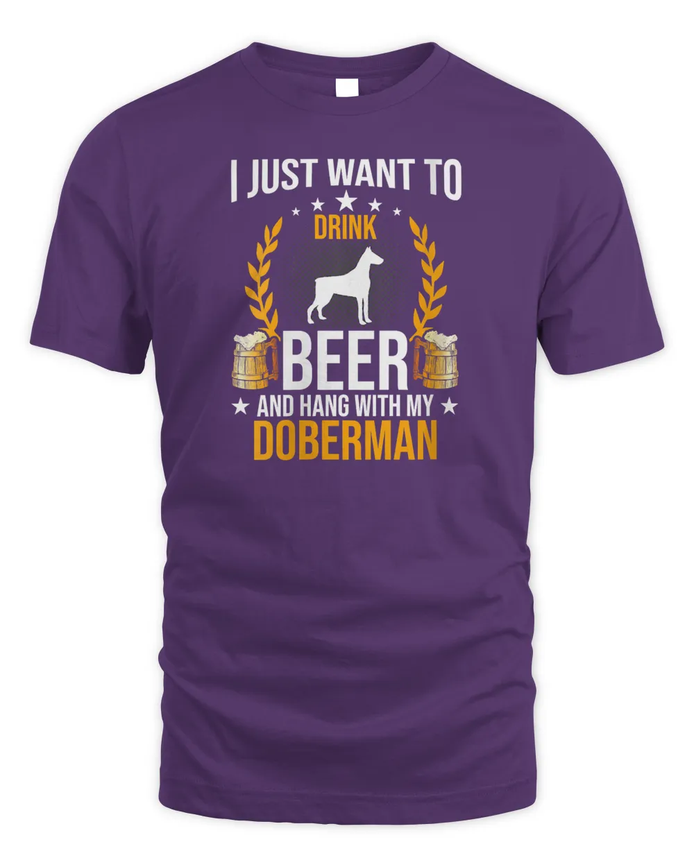 Womens Drink Beer And Hang With My Doberman Dog Lover V-Neck T-Shirt