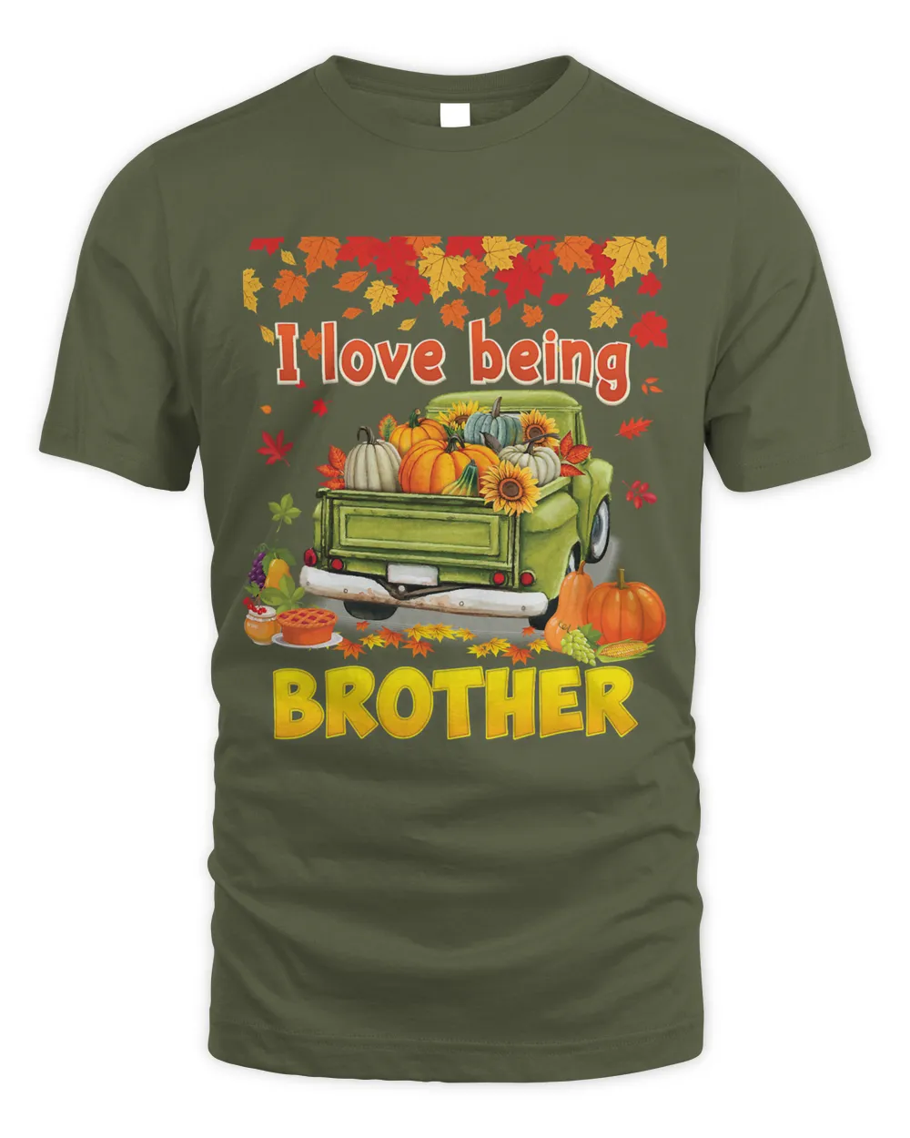 I Love Being A Brother Pumpkin Truck Fall Tree Thanksgiving84