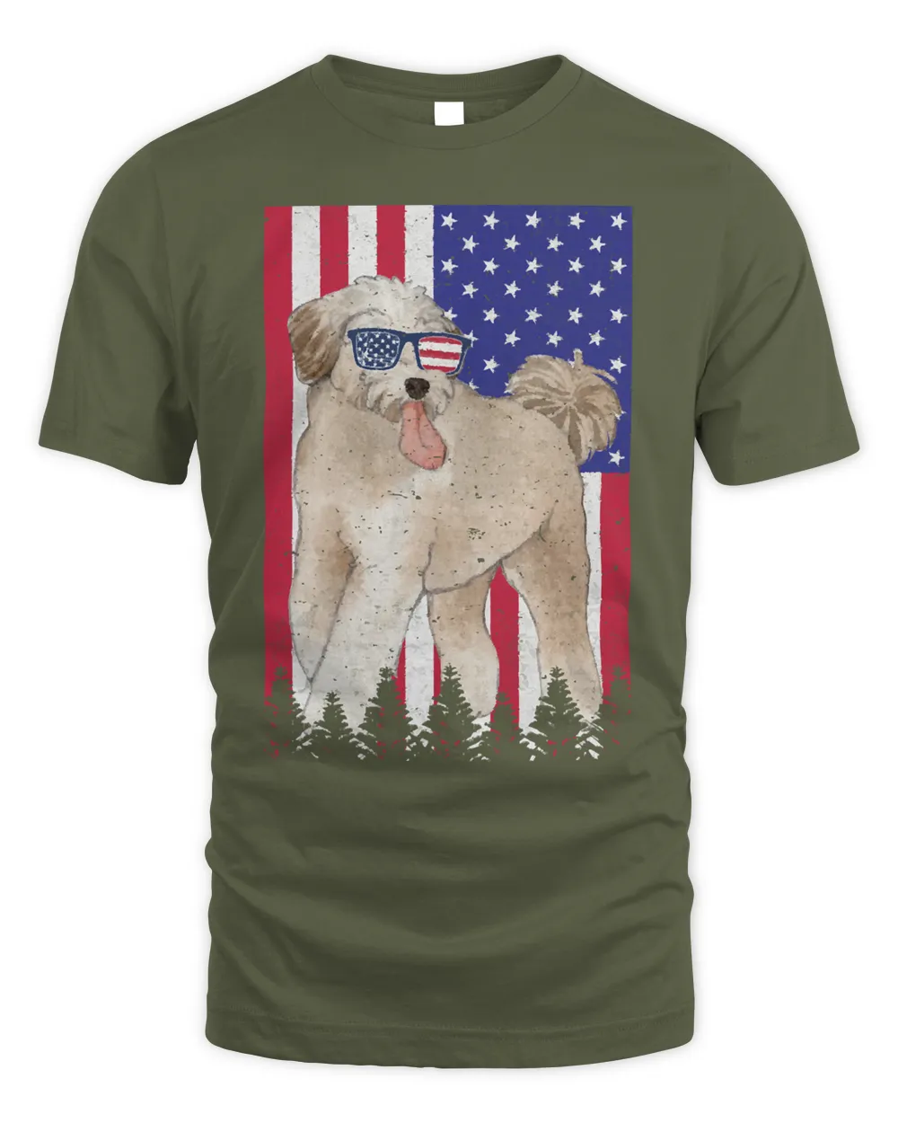 Aussiedoodle Patriotic Dog USA Pride American Flag Pullover Hoodie