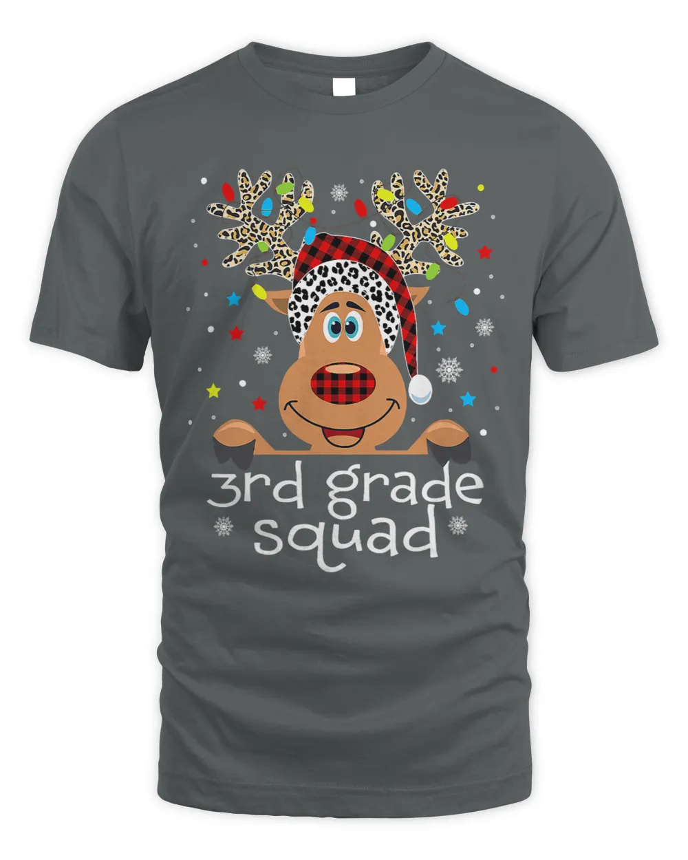 3rd Grade Squad Plaid Reindeer Santa Hat Teacher Christmas 6