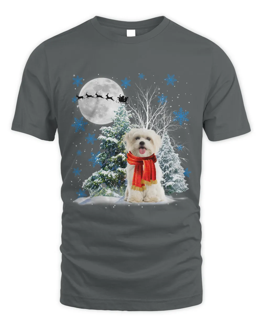 Maltese Under Moonlight Snow Christmas Pajama 81