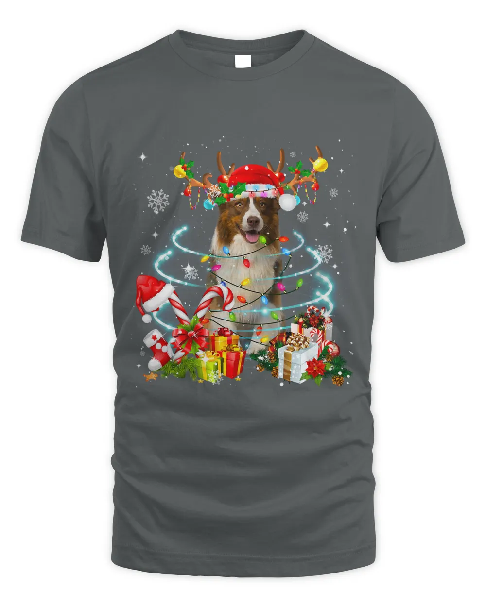 Border Collie Reindeer Christmas Tree Lights Pajama Dog Xmas 186