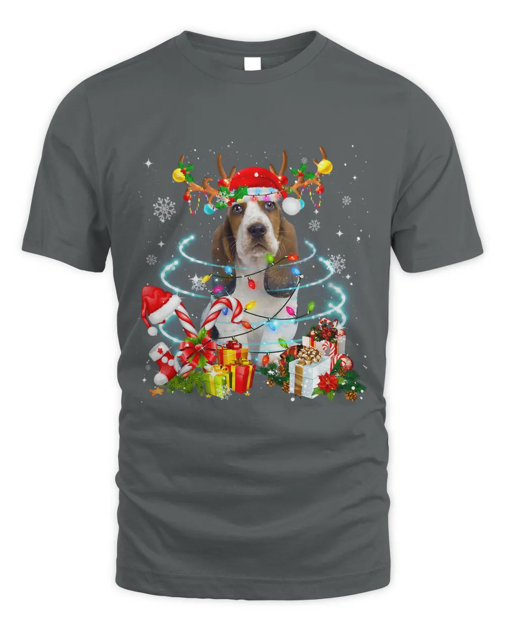 Basset Hound Reindeer Christmas Tree Lights Pajama Dog Xmas 203