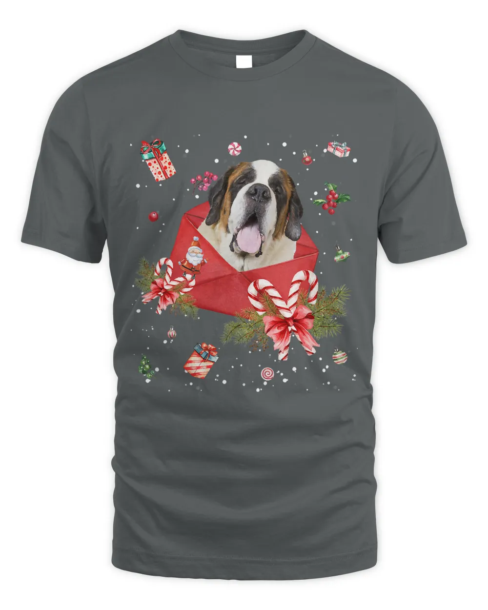 St Bernard Dog In Christmas Card Ornament Pajama Xmas400