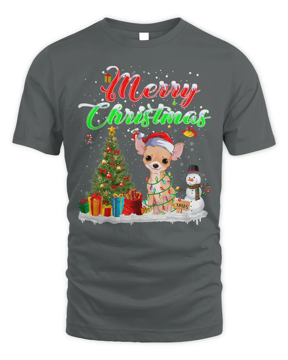 Chihuahua Christmas Tree Funny Dog Santa Hat Snowman  446