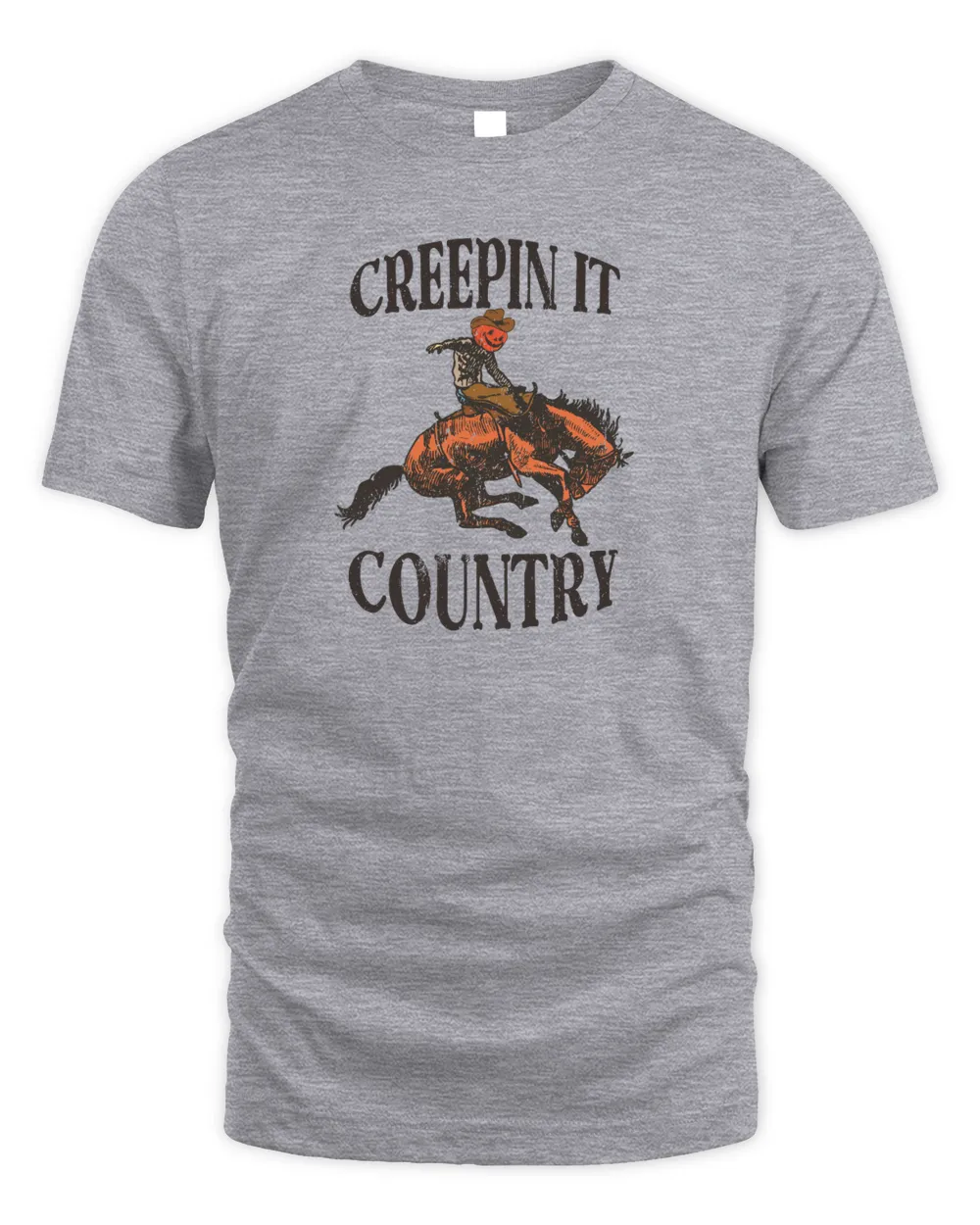 Creepin It Country Vintage Western Pumpkin Skull | Western Halloween Unisex Standard T-Shirt sport-grey s