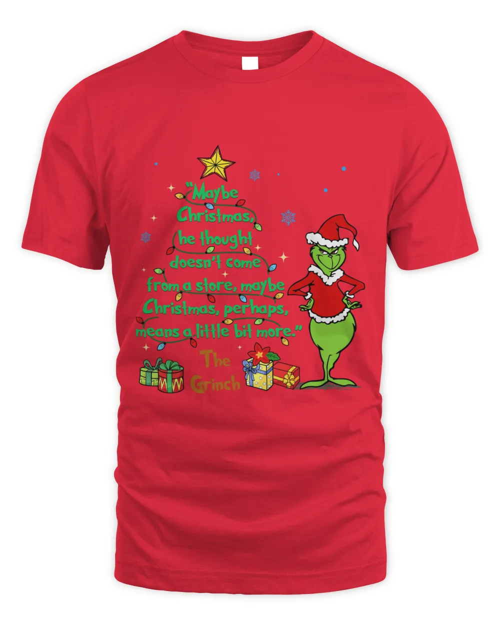 Grinch Christmas Shirt Top Dark Color Unisex Standard T-Shirt red s