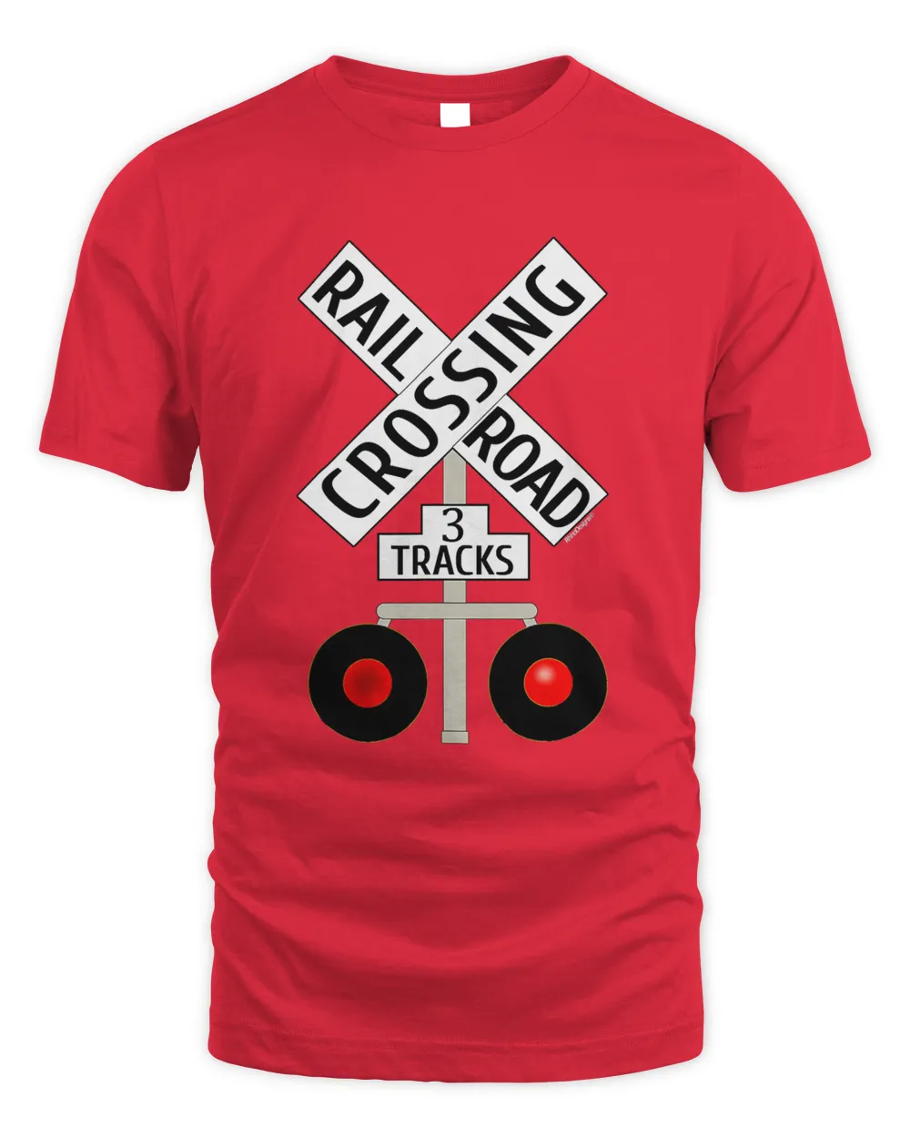Train Railroad Crossing Lights 3 tracks road sign T-shirt