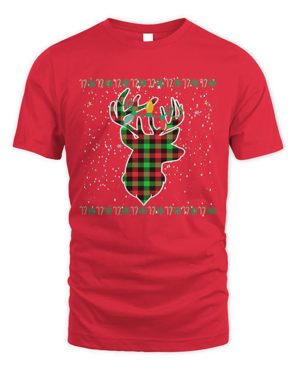 Deer Red Green Buffalo Plaid Deer Head Reindeer Christmas Pajama 39