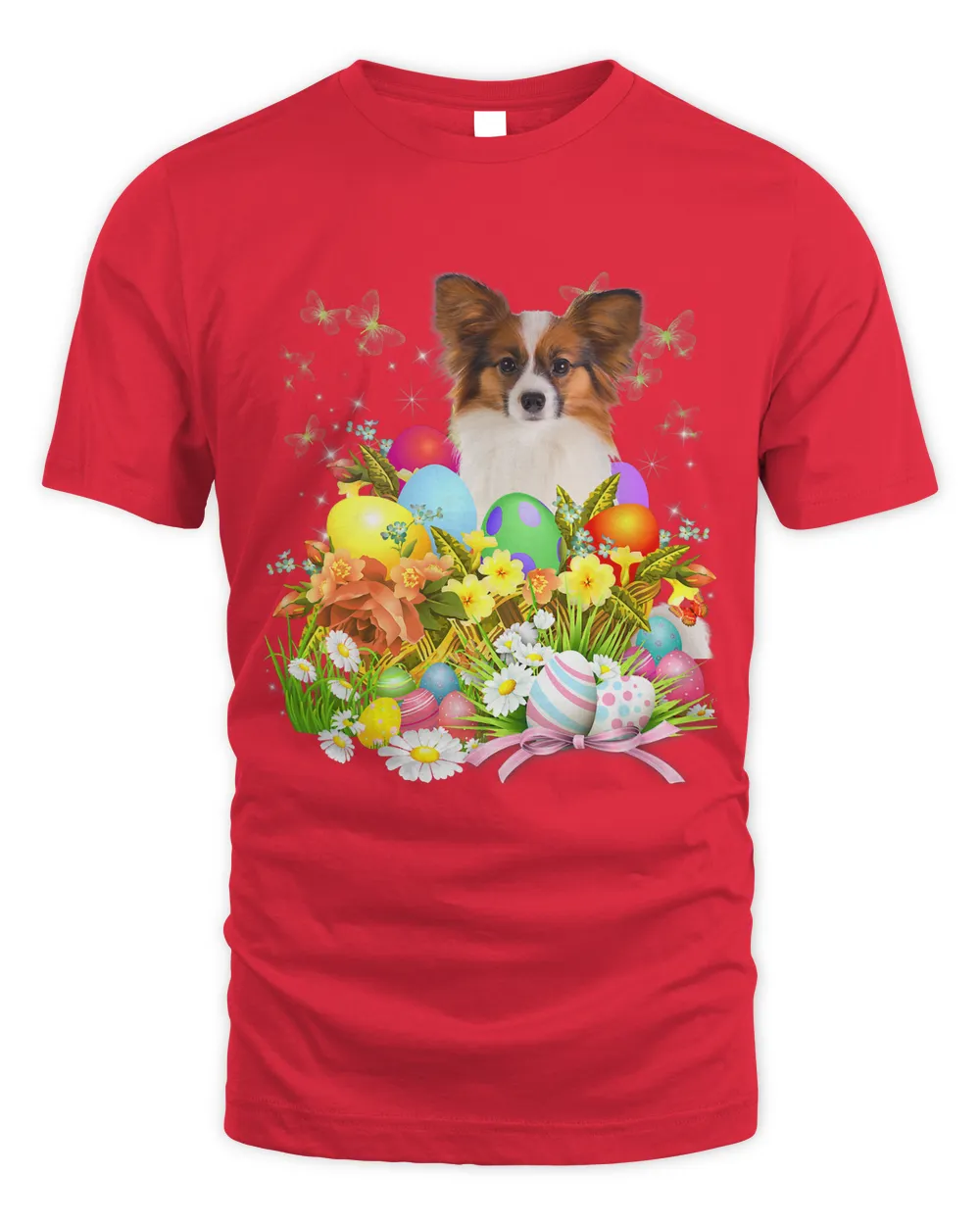 Papillon Bunny Dog With Easter Eggs Basket Cool