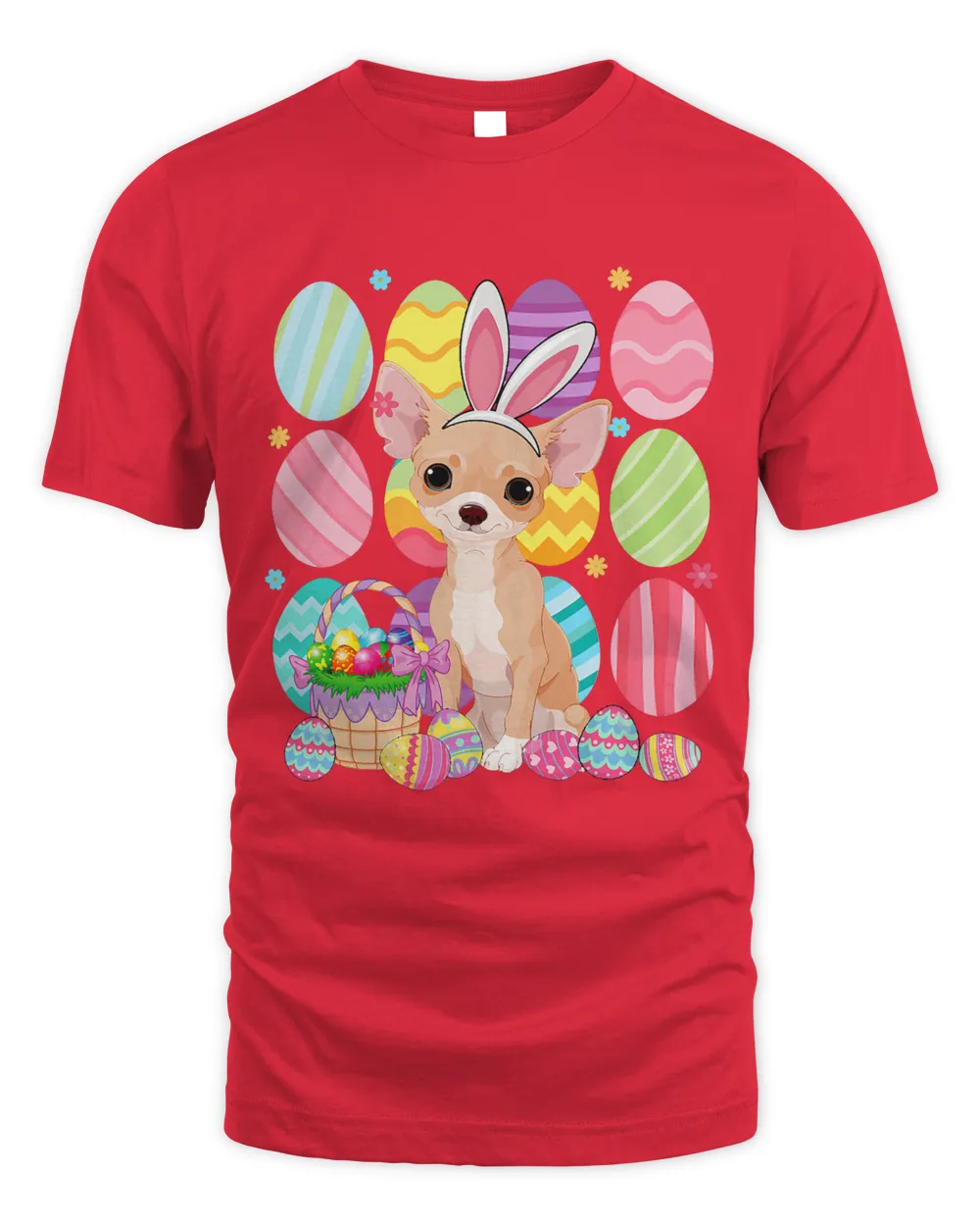 Cute Chihuahua Easter Bunny Ear Colorful Easter Egg Basket