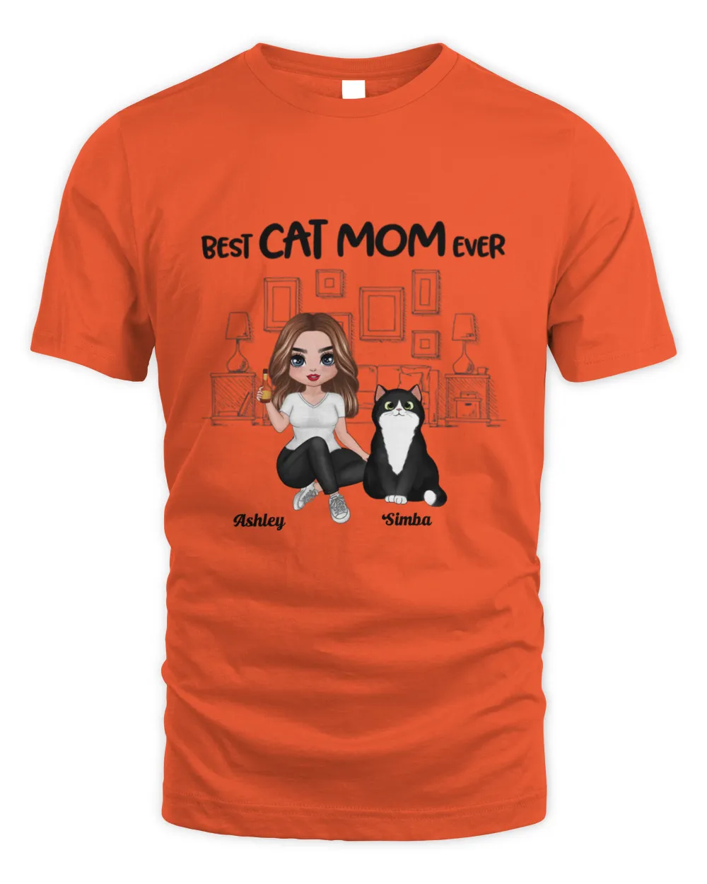 Outline Background In House Best Cat Mom Ever Personalized QTCAT241222A1