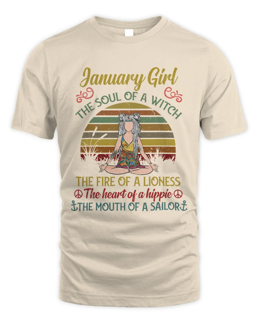 Birthday - Vintage Hippie Yoga January Girl T-Shirt