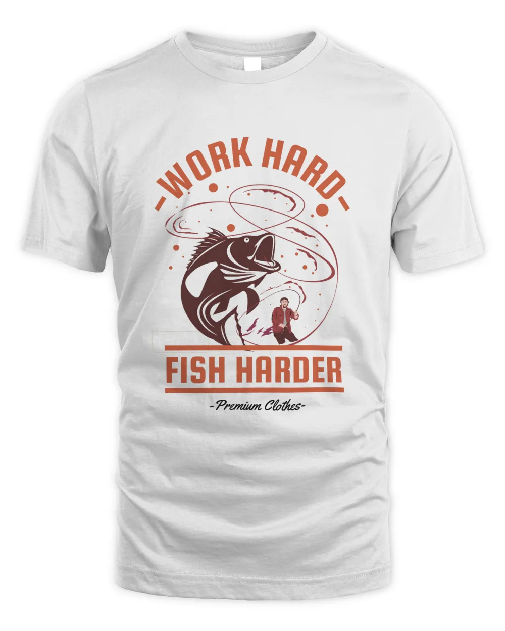 Work Hard, Fish Harder, Fishing T Shirt funny quotes