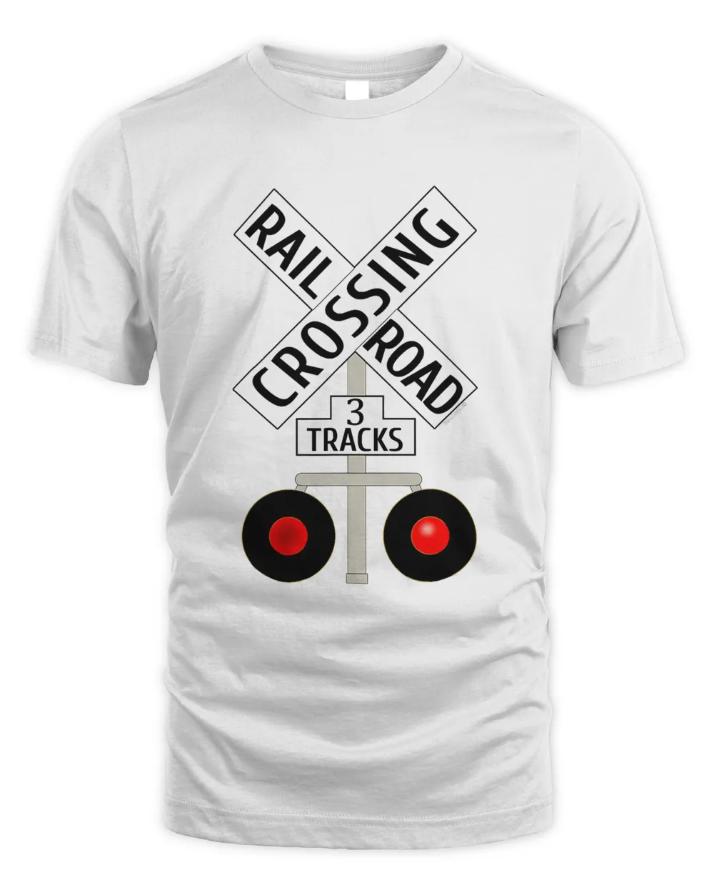 Train Railroad Crossing Lights 3 tracks road sign T-shirt