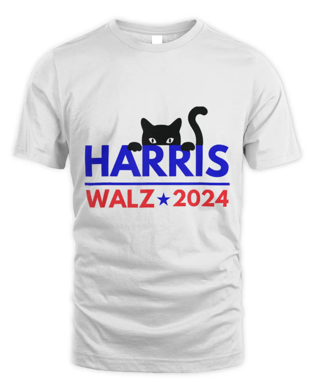 SH160 Harris Walz 2024 Funny Cat Election Kamala Harris Tim Waltz T-Shirt Unisex Standard T-Shirt white s