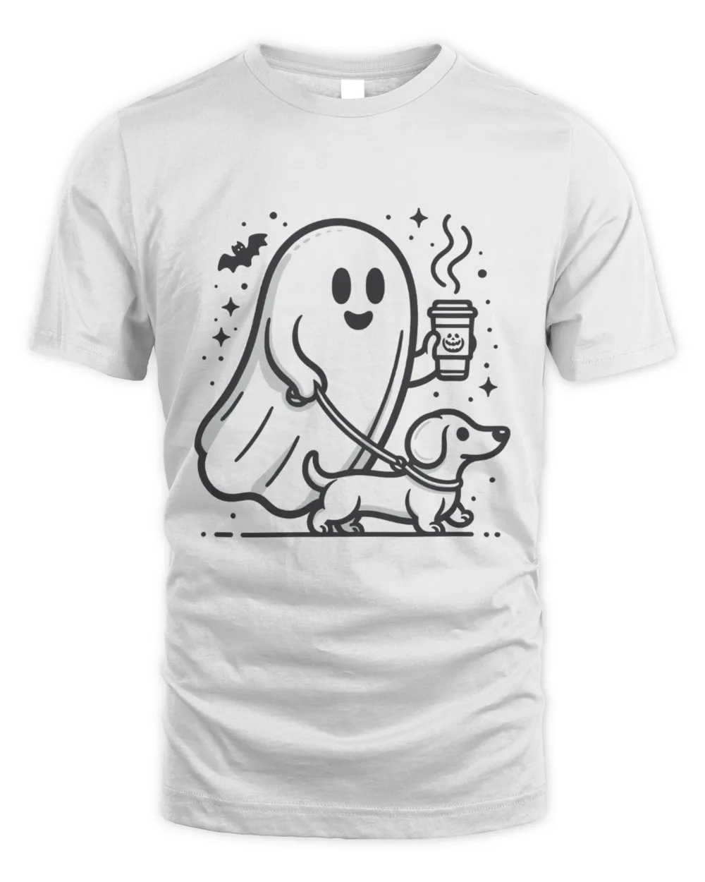 Halloween Ghost T-Shirt, Dachshund Halloween Shirt, Spooky Ghost Shirt Unisex Standard T-Shirt white s