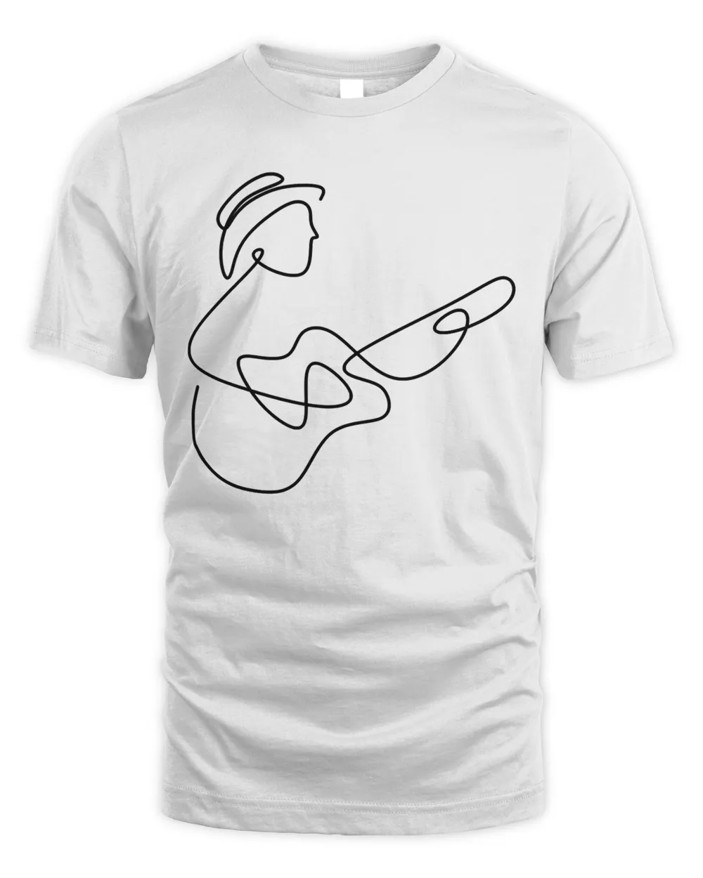 jazz guitar al music instrument player performer continuous one line drawing, simplicity, ske