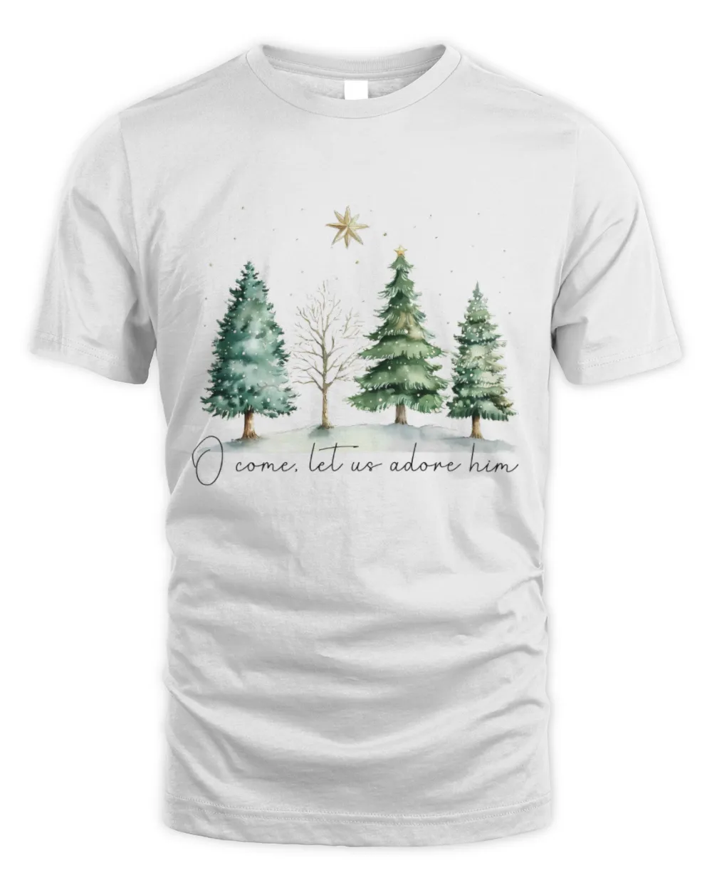 O Come, Let us adone him Unisex Standard T-Shirt white s
