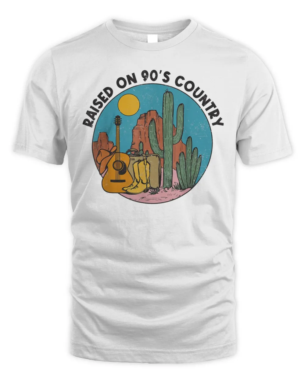 Raised On 90’s Country Music Vintage Southern Western T-Shirt Unisex Standard T-Shirt white xl