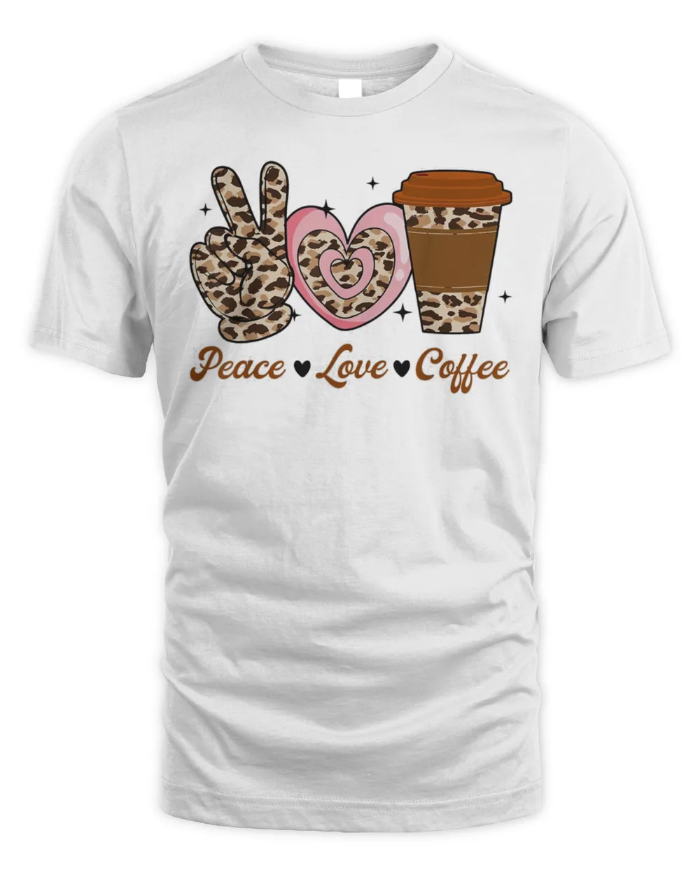 Leopard Peace Love Coffee Lovers Hippie T-Shirt