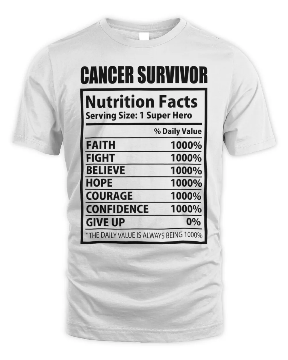 Breast Cancer Awareness Cancer Survivor Nutrition Fact T-Shirt Unisex Standard T-Shirt white xl