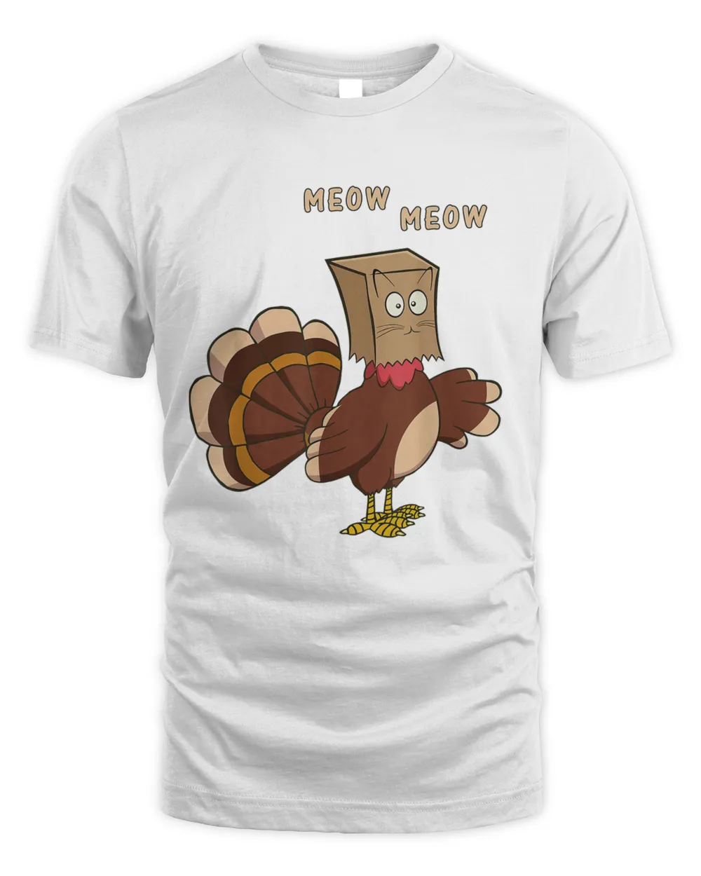 Thanksgiving Cat Funny Fake Cat Meow Thanksgiving Turkey T-Shirt