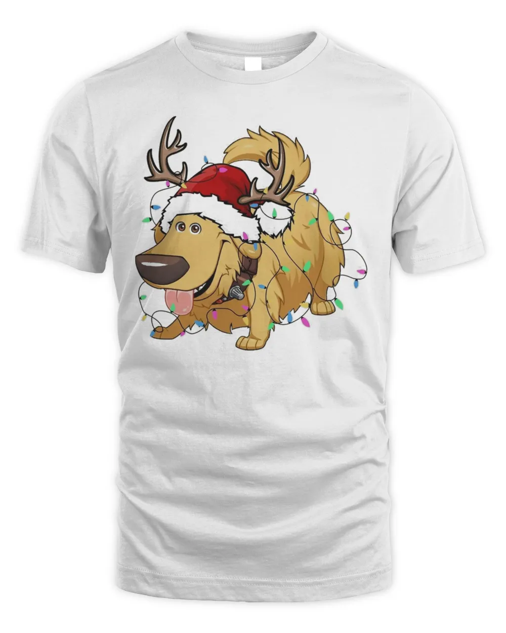 Cute Santa Dug Dog Custom Christmas Lights T-shirt